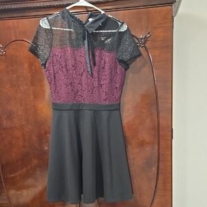 Elle Black and Purple Lace Mini Dress